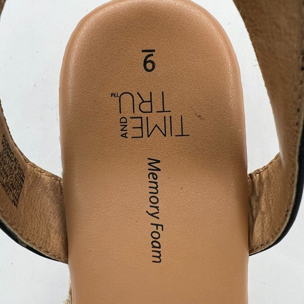 Time & Tru Womens MTT23FM012 Black Beige Memory Foam Size 9 Slingback Sandals - Picture 9 of 10